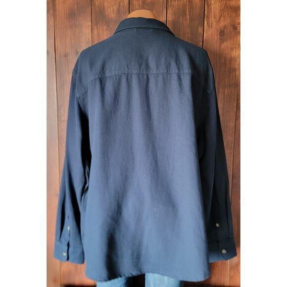 UNTUCKit Men 3XL Navy Blue Heavy Cotton Linen Button-Up Shirt Shacket Reissler - Picture 9 of 13